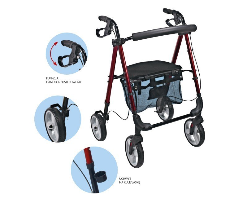 PODPÓRKA REHABILITACYJNA 4- KOŁOWA ALUMINIOWA AR-006