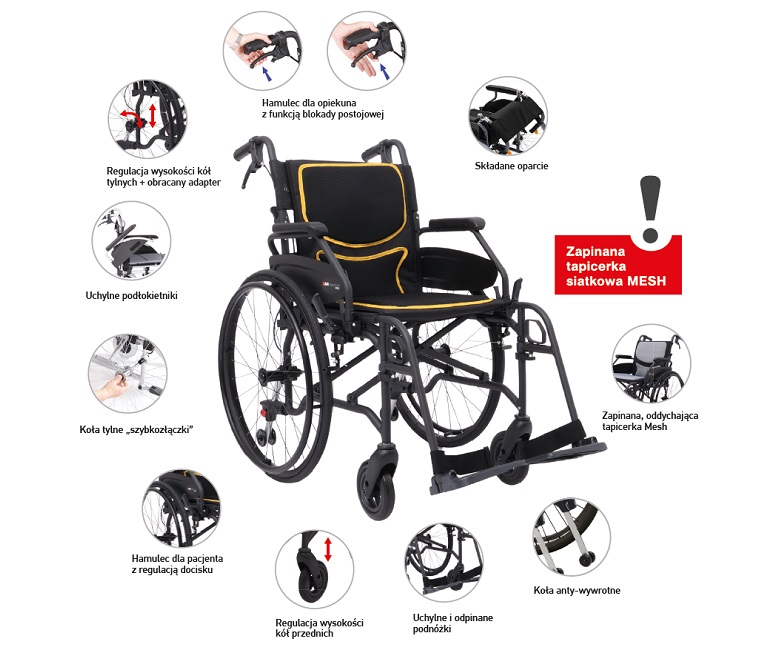 WÓZEK INWALIDZKI ALUMINIOWY ARMEDICAL AERO AR-366 - obrazek 5